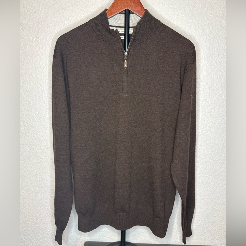 Peter Millar Men's Dark Brown Zip-Up Sweater